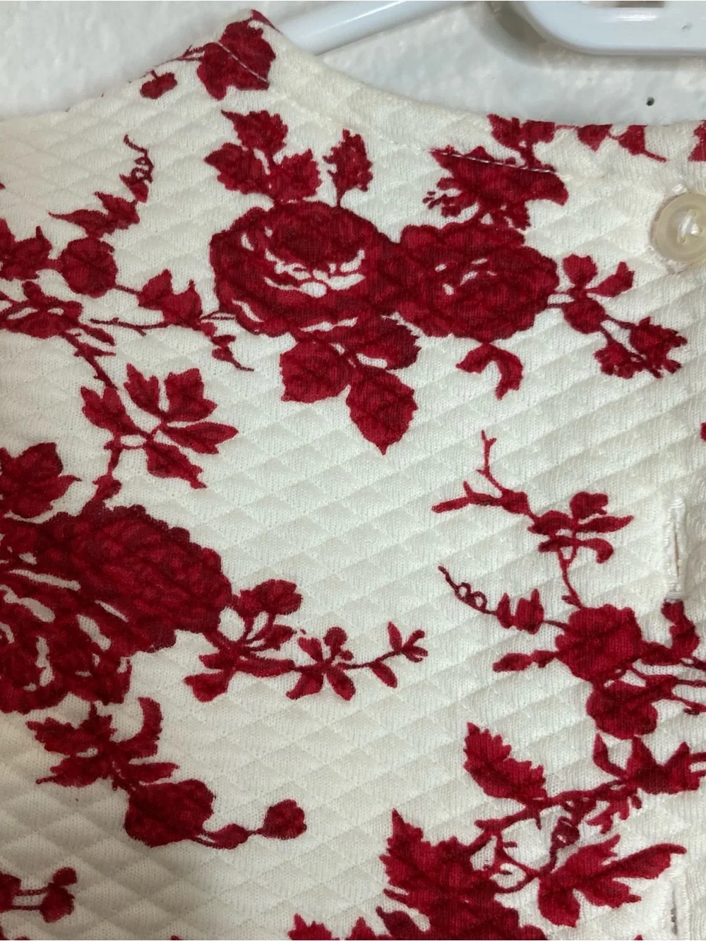New JANIE AND JACK Toile velvet Bow Dress Red Floral Puff Sleeves